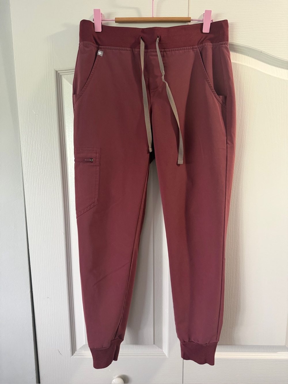 Figs Women's Burgundy Track Joggers with Drawstring
